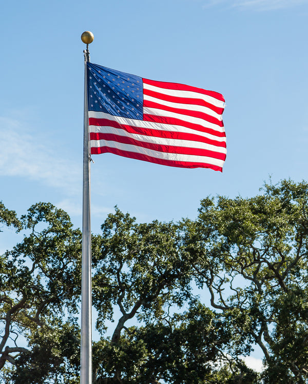 20' tall x 3" diameter tapered aluminum flagpole and 4' x 6' U.S. nylon flag - FREIGHT INCLUDED