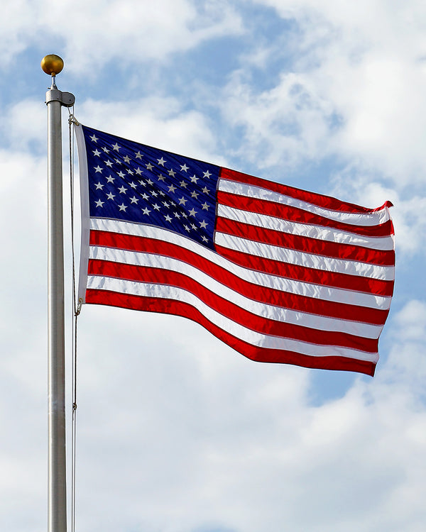 20' tall x 2" diameter sectional aluminum flagpole with 3' x 5' U.S. nylon flag - FREIGHT INCLUDED