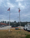 25'x5". Satin finish. External rope. Flying 5'x8' flags.