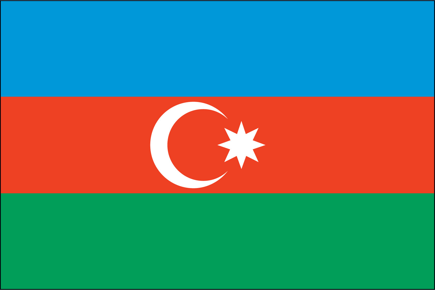AZERBAIJAN NYLON PRINT FLAG - 3x5