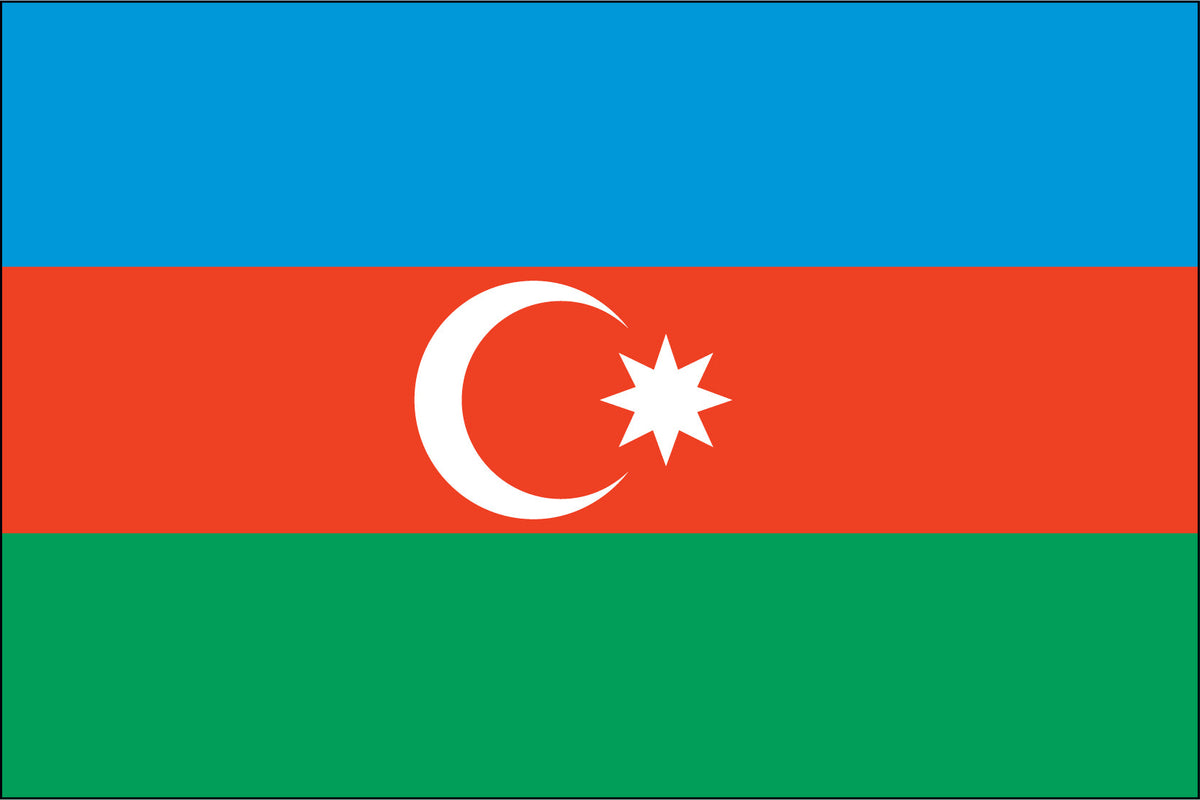 AZERBAIJAN NYLON PRINT FLAG - 3x5
