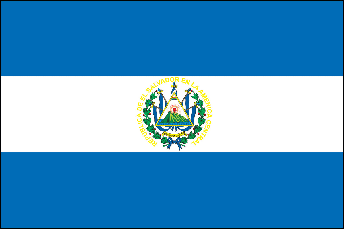 EL SALVADOR NYLON PRINT FLAG - 3x5