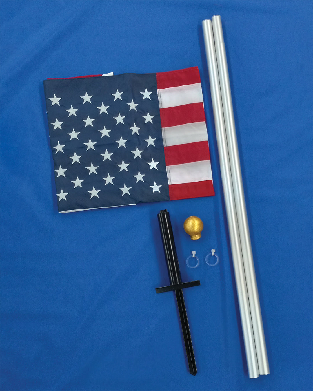 Stab-It Flagpole System 8 ft. Complete Set with Aluminum Pole and U.S. Flag
