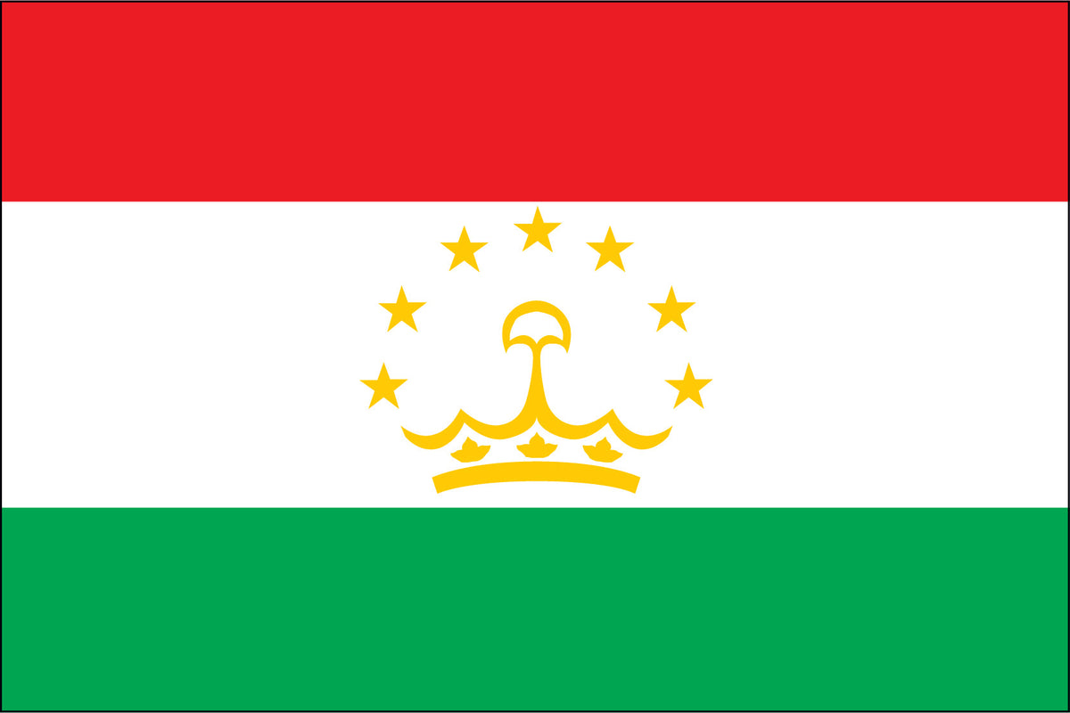 TAJIKISTAN NYLON PRINT FLAG - 3x5