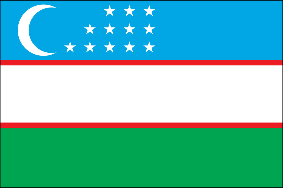UZBEKISTAN NYLON PRINT FLAG - 3x5