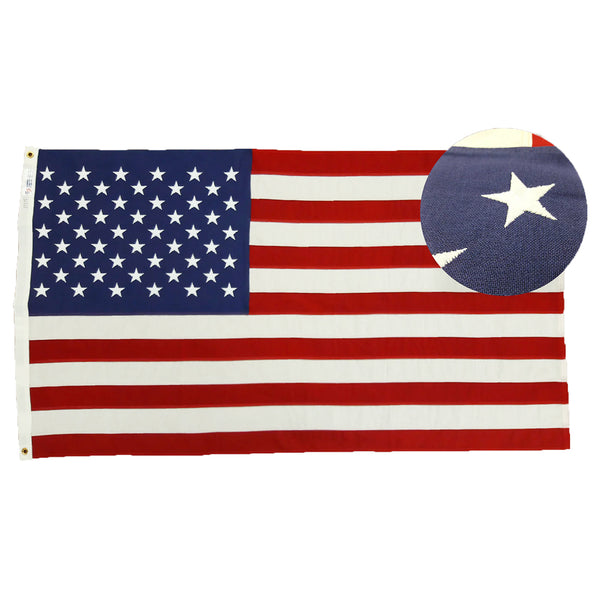 U.S. Flag -  Cotton Sewn Stripes with Embroidered Stars