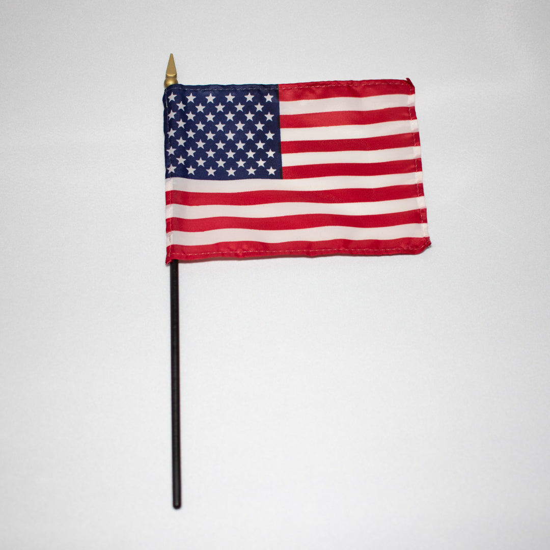 Miniature U.S. staffed flags - Rayon printed