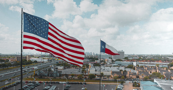 Durable outdoor Tough-Tex American and Texas flags made in the USA