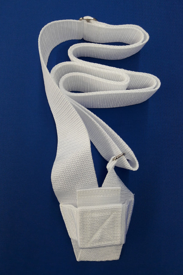 White Single Strap Webbed Carrying Belt with Woven Pole Pocket