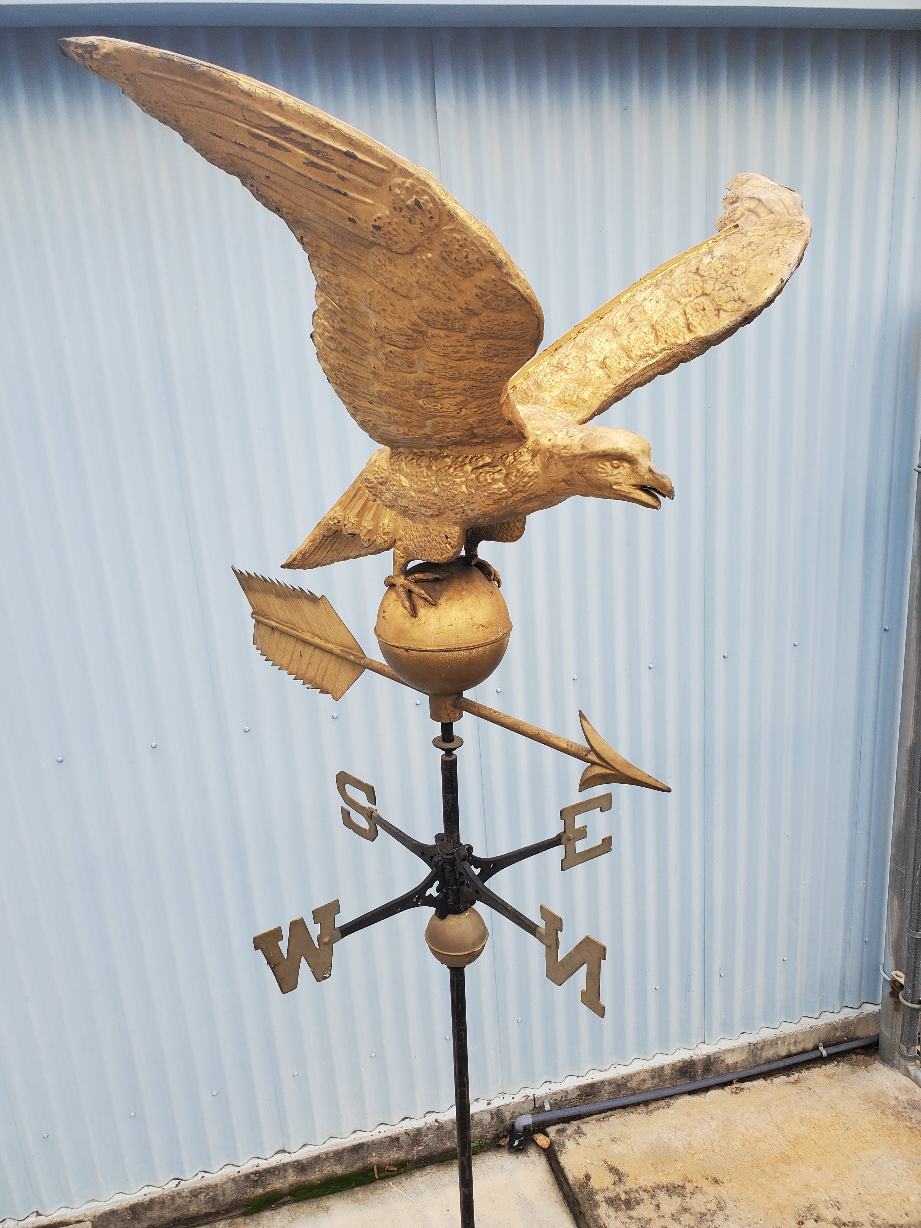 Antique Copper Formed-Gold Eagle Weathervane