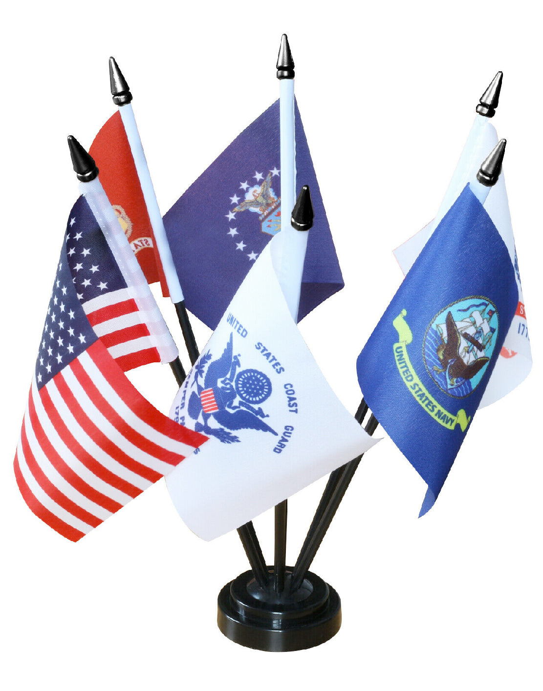 Miniature Rayon US Military Flag Set - U.S., Army, Navy, Marines, Air Force, Coast Guard 4