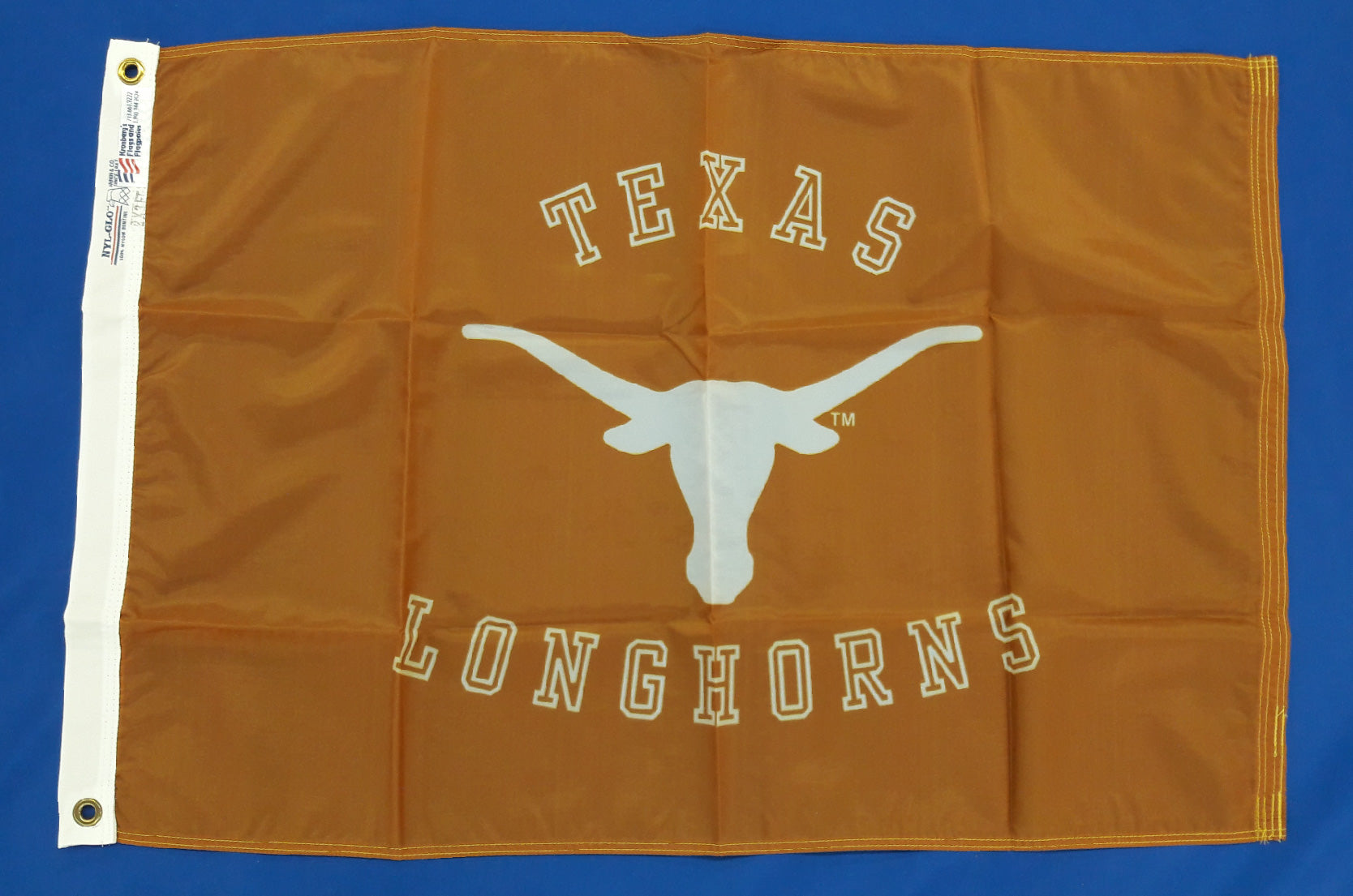 3' x 5' University of Texas flag. Burnt orange field, white Bevo