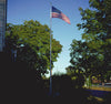 25' x 5'' x .125'' 1-pc. tapered aluminum commercial flagpole. Windloading at 136 MPH unflagged.